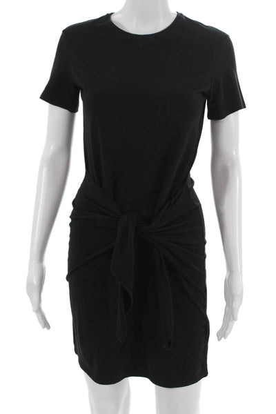 Theory Womens Petite T-Shirt Dress Black Short Sleeve Crew Neck Size 0P