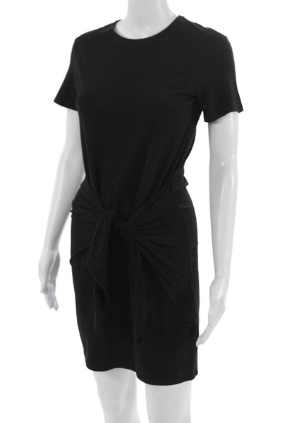Theory Womens Petite T-Shirt Dress Black Short Sleeve Crew Neck Size 0P