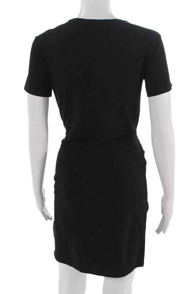 Theory Womens Petite T-Shirt Dress Black Short Sleeve Crew Neck Size 0P