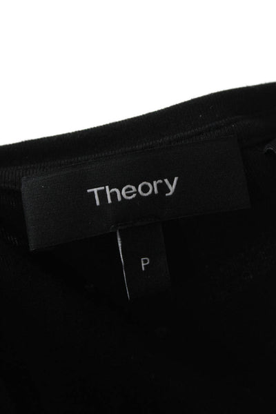 Theory Womens Petite T-Shirt Dress Black Short Sleeve Crew Neck Size 0P