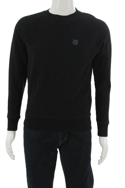 Maison Kitsune Mens Pullover Sweatshirt Black 100% Cotton Designer Size XS