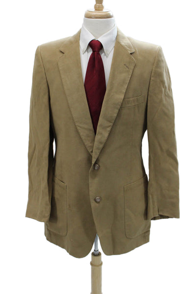 Lanvin Mens Tan Wool Blend Blazer Button Solid Long Sleeve Size 40