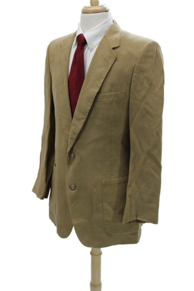 Lanvin Mens Tan Wool Blend Blazer Button Solid Long Sleeve Size 40