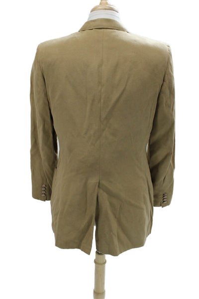 Lanvin Mens Tan Wool Blend Blazer Button Solid Long Sleeve Size 40