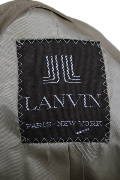 Lanvin Mens Tan Wool Blend Blazer Button Solid Long Sleeve Size 40
