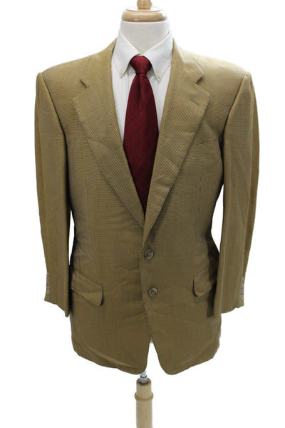 Ermenegildo Zegna Mens Brown Check Suit Jacket Rayon Bemberg Size 50