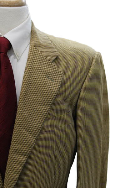 Ermenegildo Zegna Mens Brown Check Suit Jacket Rayon Bemberg Size 50