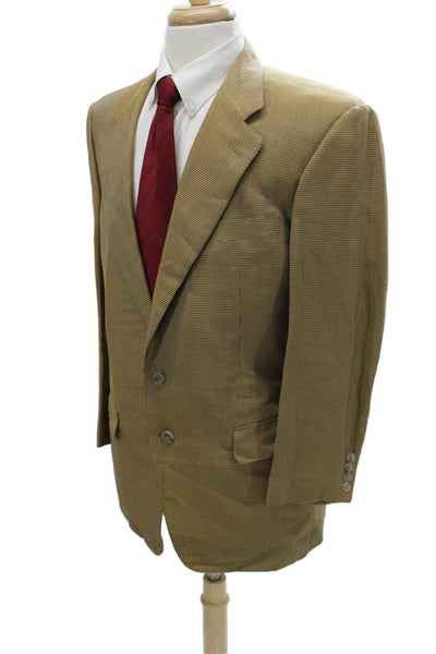 Ermenegildo Zegna Mens Brown Check Suit Jacket Rayon Bemberg Size 50