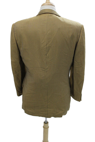 Ermenegildo Zegna Mens Brown Check Suit Jacket Rayon Bemberg Size 50