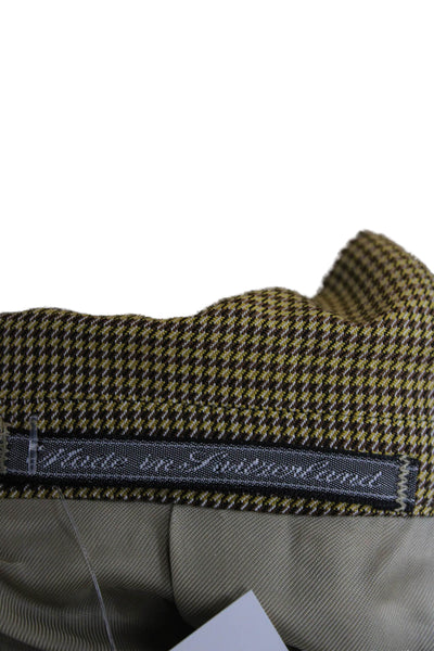 Ermenegildo Zegna Mens Brown Check Suit Jacket Rayon Bemberg Size 50