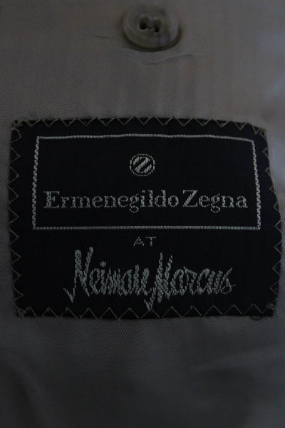 Ermenegildo Zegna Mens Brown Check Suit Jacket Rayon Bemberg Size 50