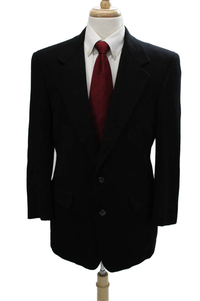Nordstrom Collection Mens Black Cashmere Collared Classic Blazer Size 40