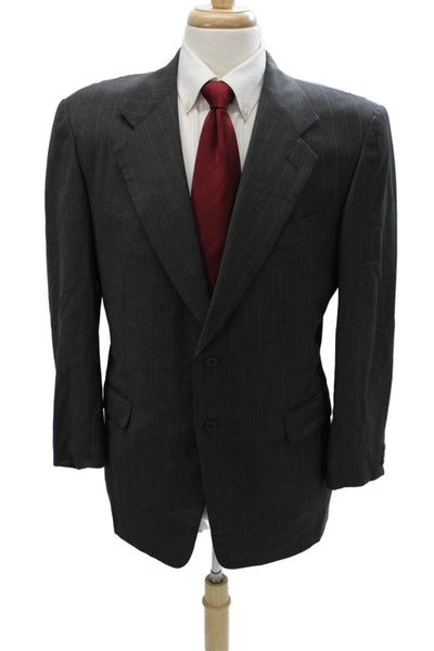 Pal Zileri Men's Striped Dark Gray Wool Suit Jacket Size 50