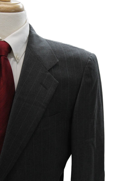 Pal Zileri Men's Striped Dark Gray Wool Suit Jacket Size 50