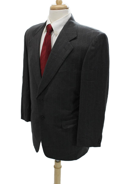 Pal Zileri Men's Striped Dark Gray Wool Suit Jacket Size 50
