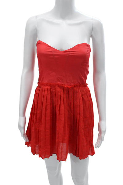 Parker Women Mini Sundress Red Sleeveless Polyester Size S