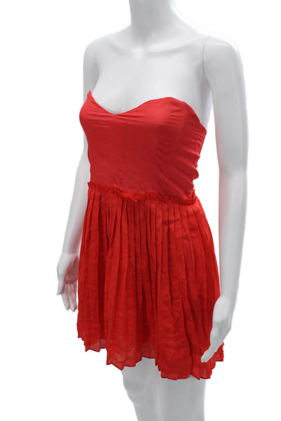 Parker Women Mini Sundress Red Sleeveless Polyester Size S