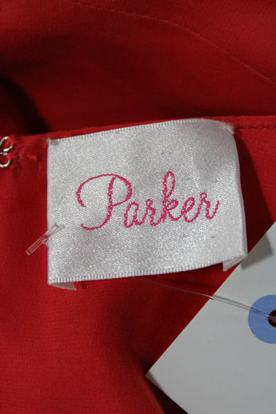 Parker Women Mini Sundress Red Sleeveless Polyester Size S
