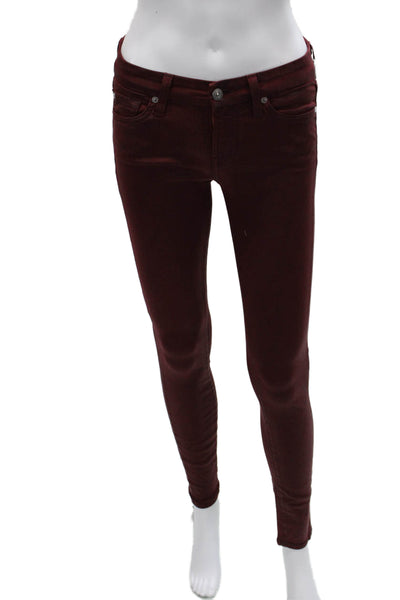 7 For All Mankind Womens Red Skinny Jeans Size 25