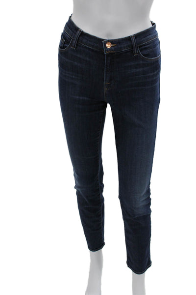 J Brand Womens Skinny Ankle Jeans Dark Blue Mid Rise Button Size 28