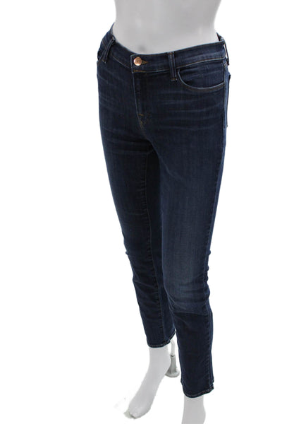 J Brand Womens Skinny Ankle Jeans Dark Blue Mid Rise Button Size 28