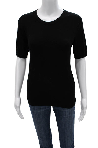 Zara Womens Basic Black Crew Neck Short Sleeve T-Shirt Size L