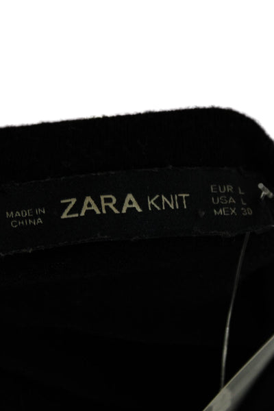 Zara Womens Basic Black Crew Neck Short Sleeve T-Shirt Size L