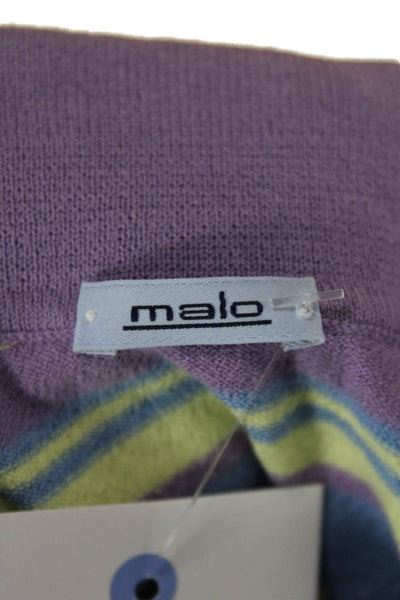 Malo Women Basic Sleeveless Polo Top Purple Striped Collared Size S
