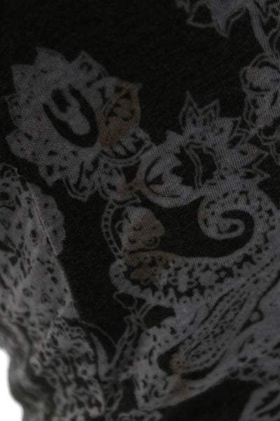 Erge Designe Women Tunic T-Shirt Green Paisley V-Neck Long Sleeve Size S