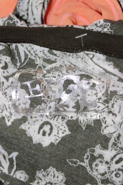 Erge Designe Women Tunic T-Shirt Green Paisley V-Neck Long Sleeve Size S