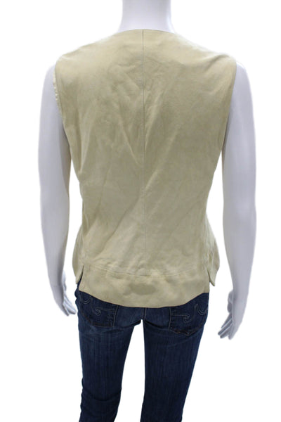 Les Copains Women Beige V-Neck Sleeveless Vest 60% Acetate 40% Cupro Size 44