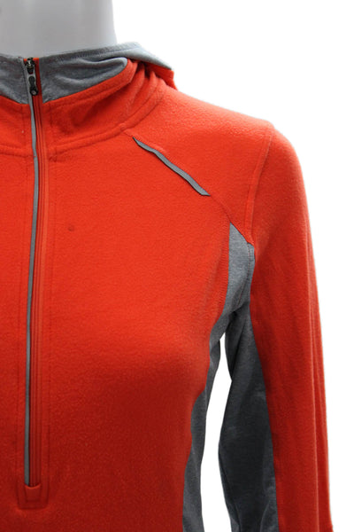 MPG Women Orange Pullover Hoodie High Neck Zip Long Sleeve Size S
