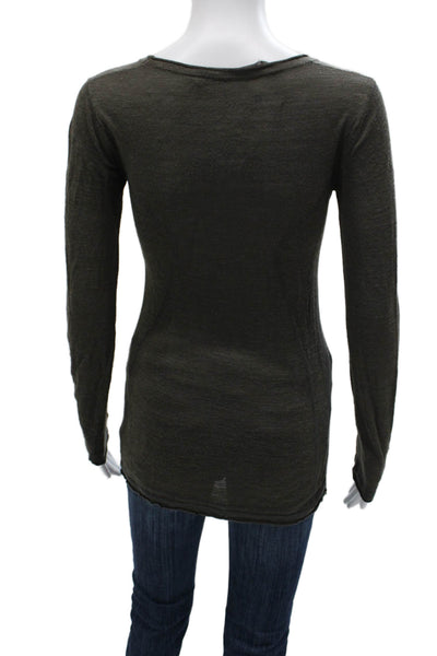 Athleta Women Basic Long Sleeve T-Shirt Dark Gray Silk Blend Size XS