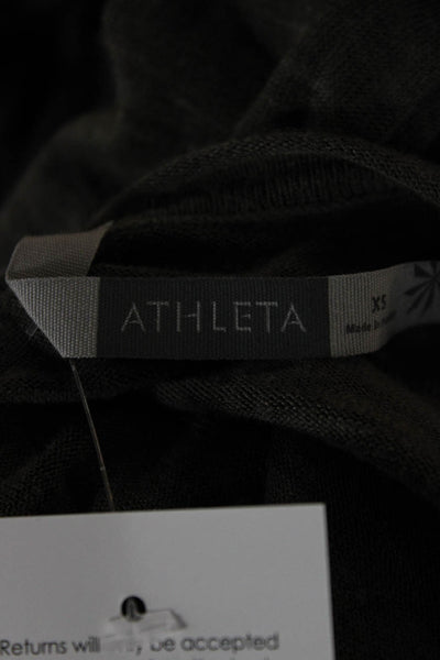 Athleta Women Basic Long Sleeve T-Shirt Dark Gray Silk Blend Size XS