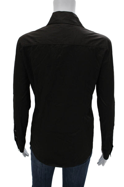 Alara Women Basic Collared Black Button-Up Long Sleeve Top Size M