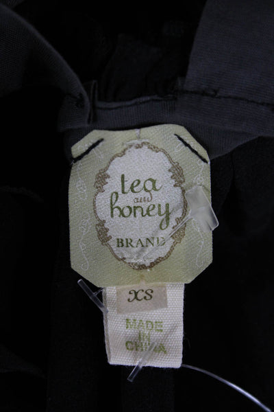 Tea And Honey Women Camisole Black Silk V-Neck Sleeveless Boho Size XS