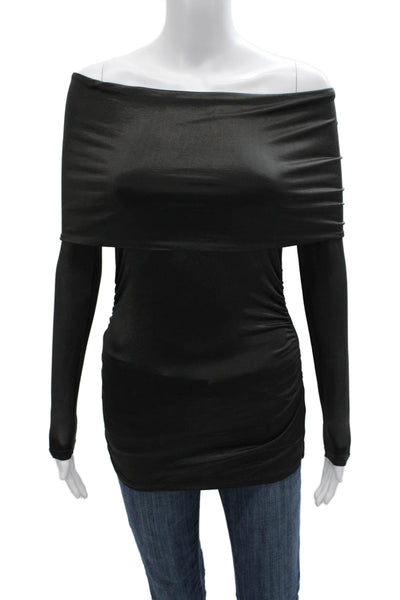 Gender Bias Women Black Gothic Long Sleeve Top Acetate Blend Size XS