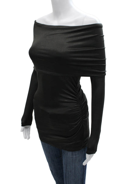 Gender Bias Women Black Gothic Long Sleeve Top Acetate Blend Size XS