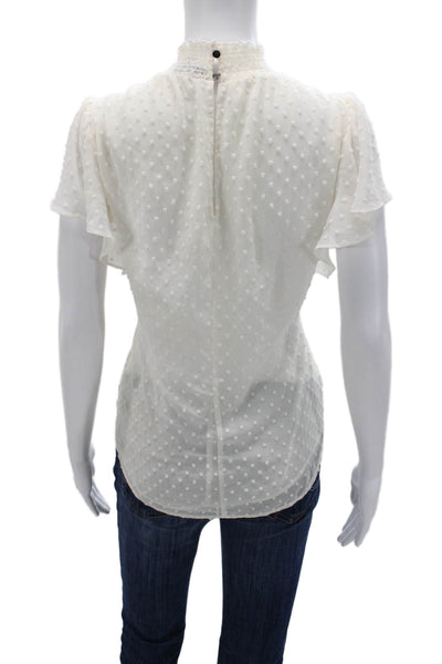 1.State Womens Polka Dot Mock Neck Blouse White Sleeveless Size 0X