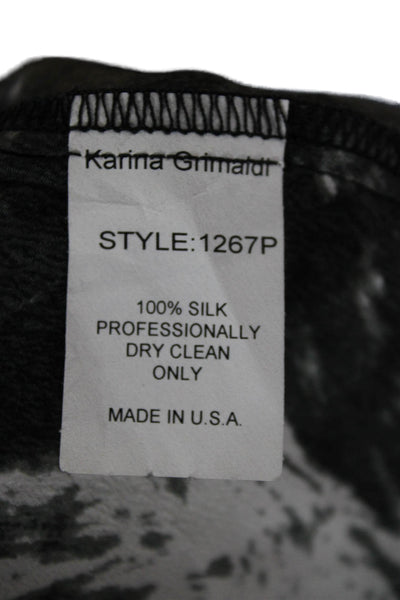 Karina Grimaldi Womens Silk Leopard Print Short Sleeve Blouse Black Size XS