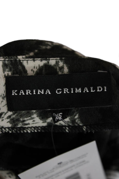 Karina Grimaldi Womens Silk Leopard Print Short Sleeve Blouse Black Size XS