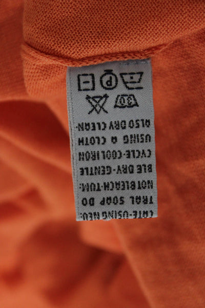 Malo Women Cropped Collared Cotton Button Up Top Long Sleeve Orange Size S