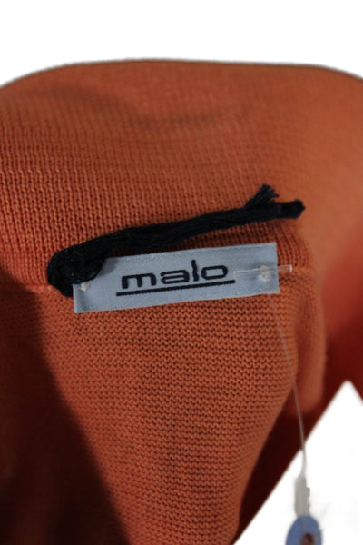 Malo Women Cropped Collared Cotton Button Up Top Long Sleeve Orange Size S
