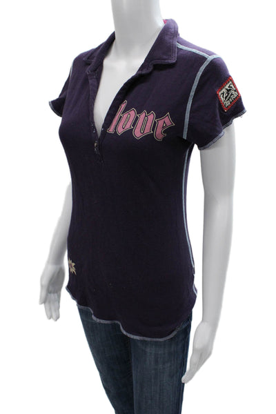 Alp N Rock Womens Collared Jersey Polo Purple Short Sleeve Size 3