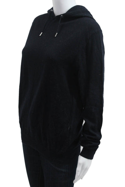 Reiss Women Pullover Hoodie Black 100% Wool Long Sleeve Solid Size L
