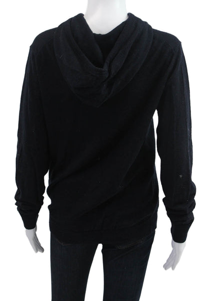 Reiss Women Pullover Hoodie Black 100% Wool Long Sleeve Solid Size L