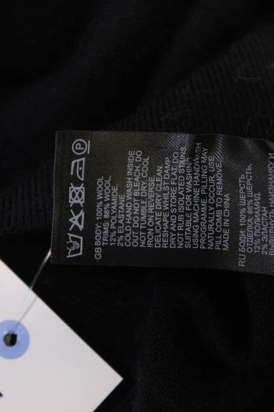 Reiss Women Pullover Hoodie Black 100% Wool Long Sleeve Solid Size L