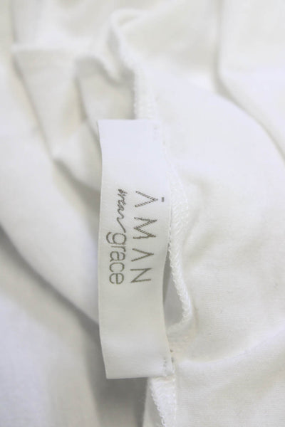 Aman Wear Grace Womens White Classic Long Sleeve Sweater Cotton Modal Size M