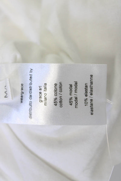 Aman Wear Grace Womens White Classic Long Sleeve Sweater Cotton Modal Size M