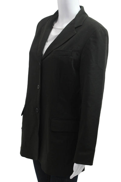 Theory Womens Black Collared Blazer Long Sleeve Polyester Blend Button Size S